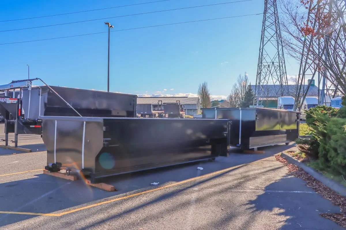 Roll-off dumpster ready for waste disposal at job site for Yard Waste Dumpster Rental in Pendleton